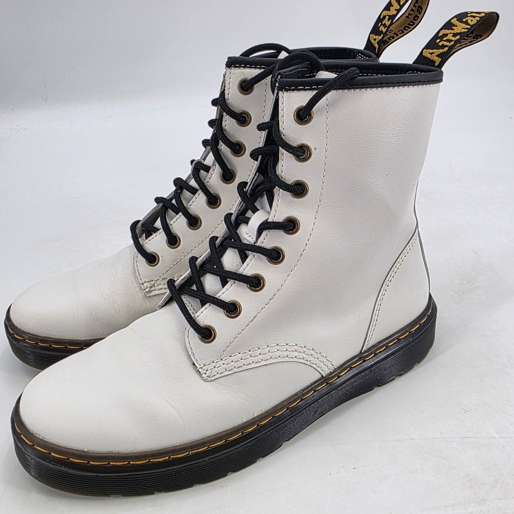 DR MARTENS ZAVALA COMBAT BOOTS MENS 8 WOMENS 9 WHITE HIGH TOP LACE UP AIR WAVES